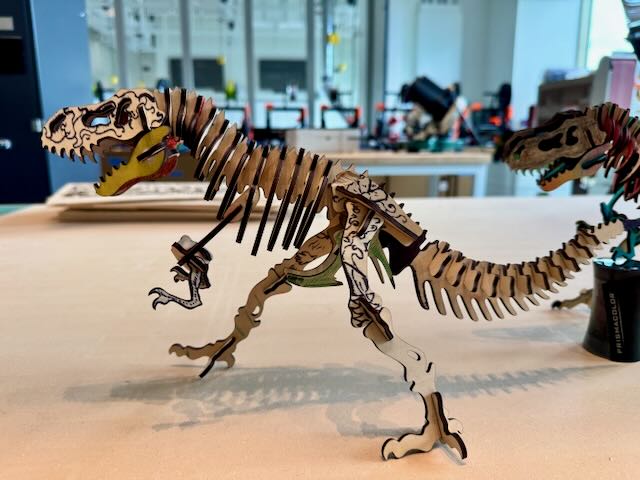 3D printed T-Rex made from wood