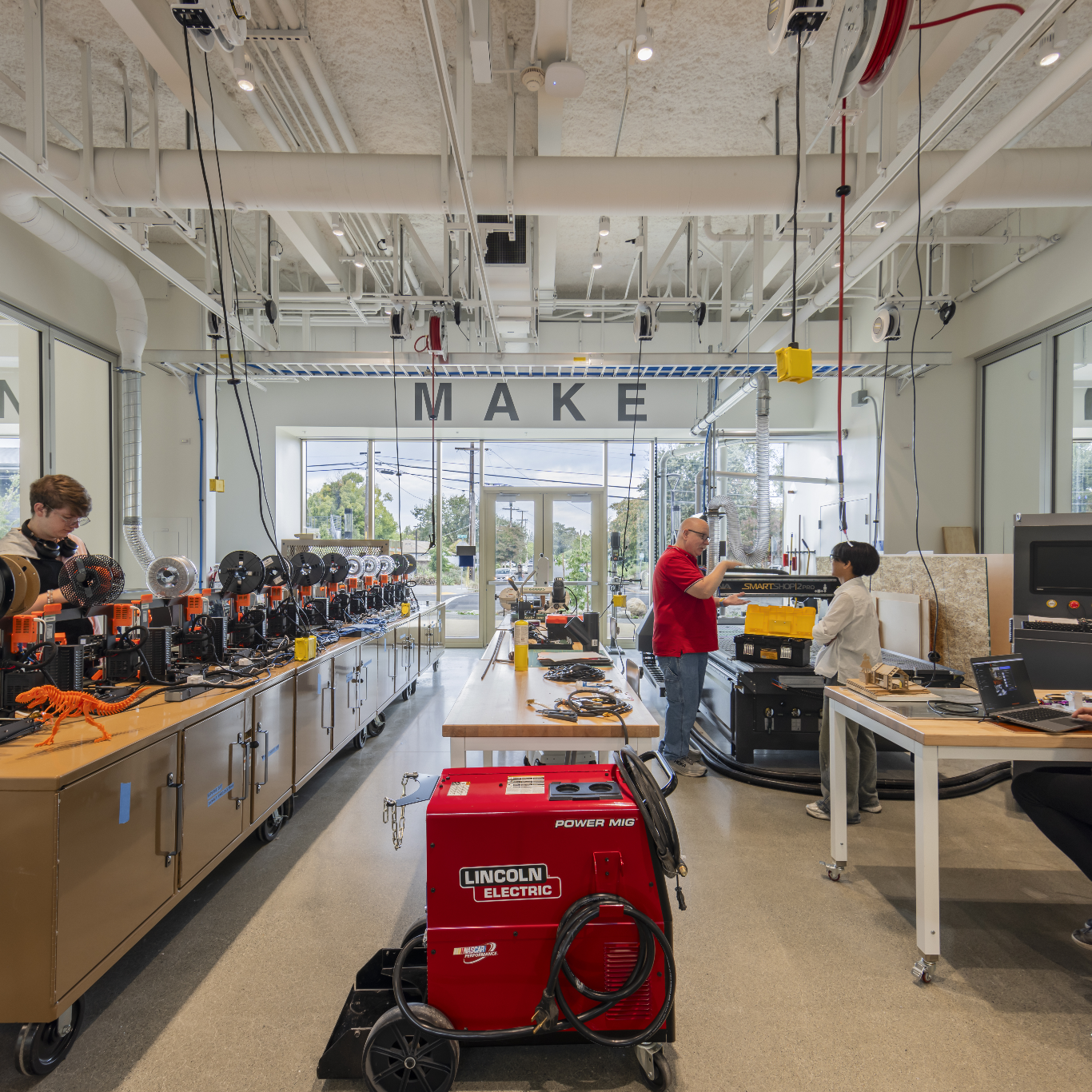 students working in makerspace lab